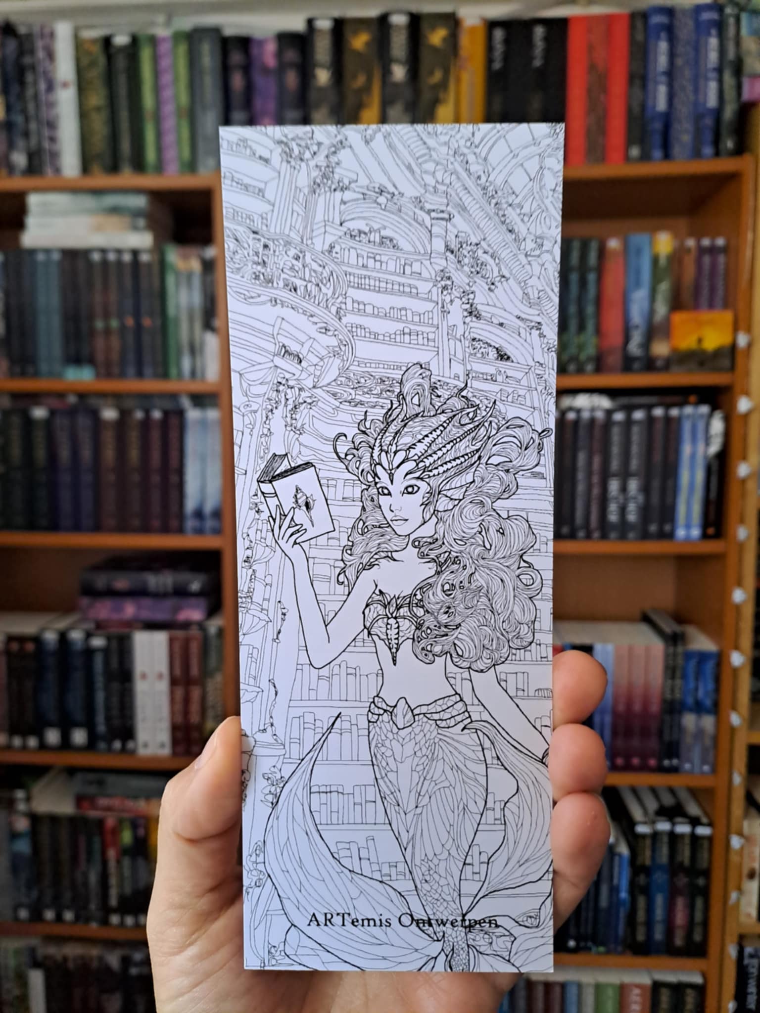 Inkleurbare boekenlegger Zeemeermin